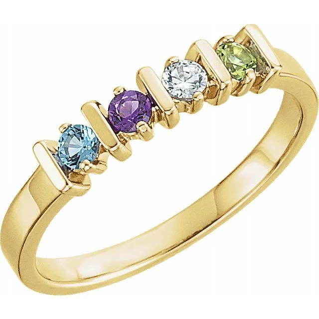 Lined Prong Set Family Mother's 2.5mm Round Birthstone Ring