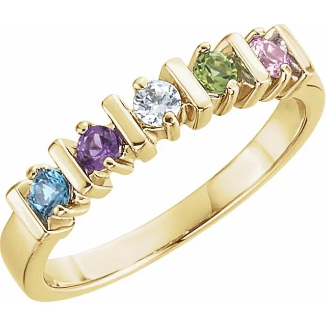 Lined Prong Set Family Mother's 2.5mm Round Birthstone Ring