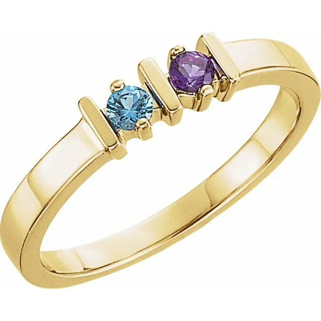 Lined Prong Set Family Mother's 2.5mm Round Birthstone Ring