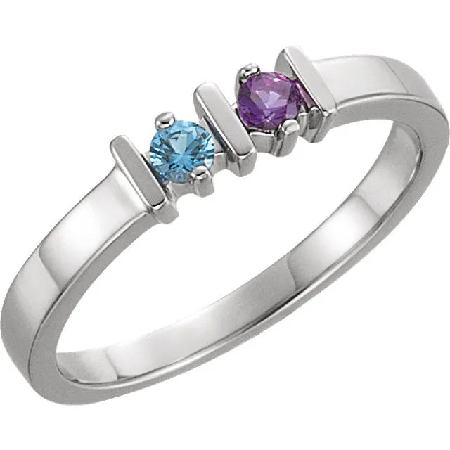 Lined Prong Set Family Mother's 2.5mm Round Birthstone Ring