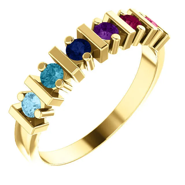 Lined Prong Set Family Mother's 2.5mm Round Birthstone Ring
