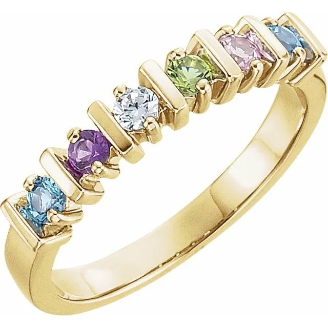 Lined Prong Set Family Mother's 2.5mm Round Birthstone Ring