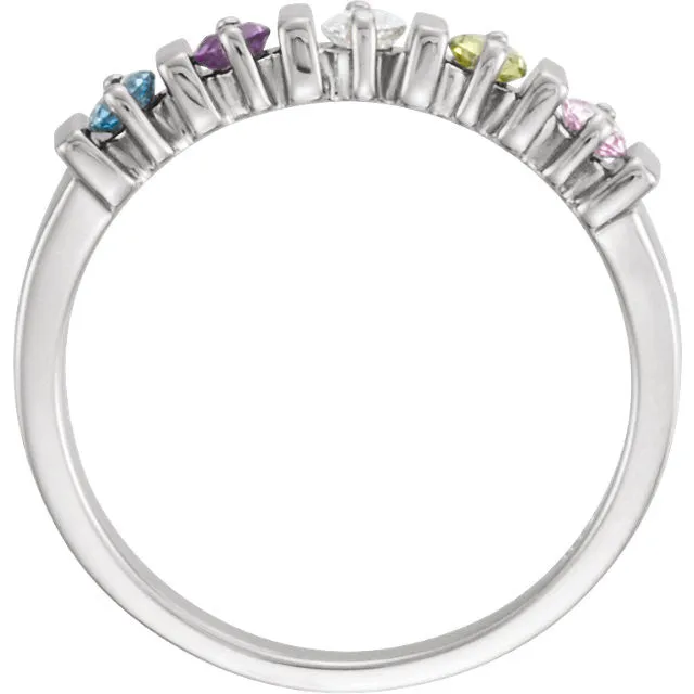 Lined Prong Set Family Mother's 2.5mm Round Birthstone Ring
