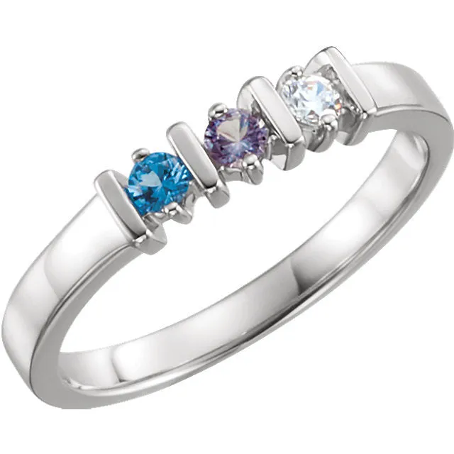Lined Prong Set Family Mother's 2.5mm Round Birthstone Ring