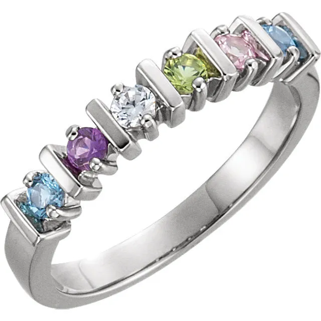 Lined Prong Set Family Mother's 2.5mm Round Birthstone Ring