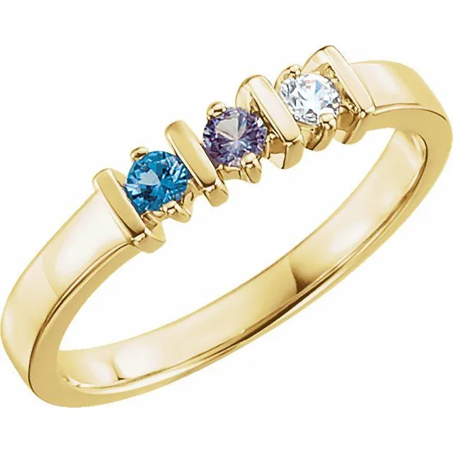 Lined Prong Set Family Mother's 2.5mm Round Birthstone Ring