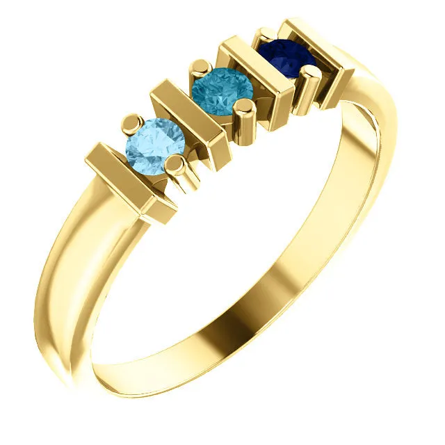 Lined Prong Set Family Mother's 2.5mm Round Birthstone Ring