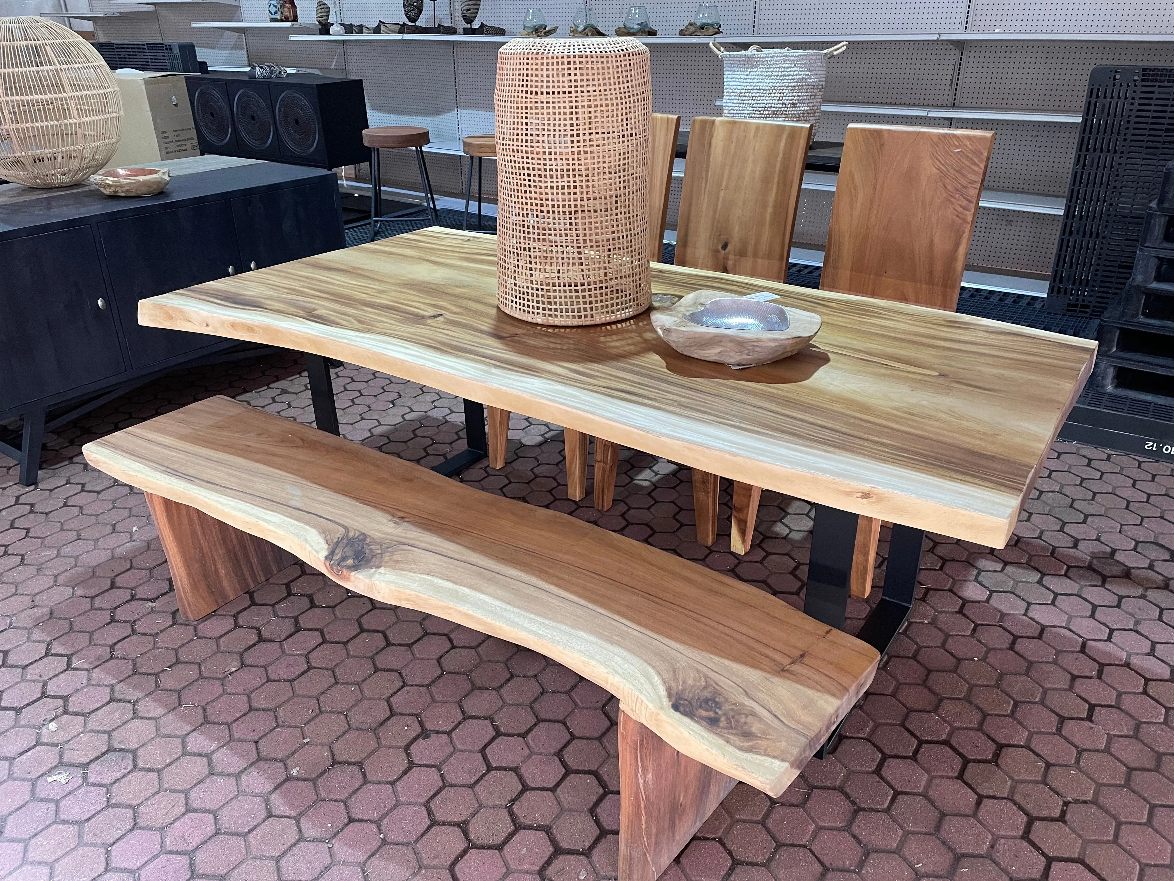 Live Edge Suar Table on Metal Legs