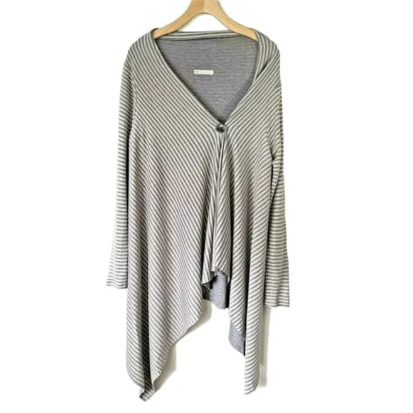 LYSLE WILHELMI M Artist Handmade Striped Lagenlook Asymmetrical Swing Jacket