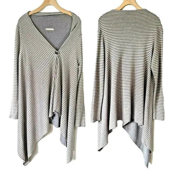 LYSLE WILHELMI M Artist Handmade Striped Lagenlook Asymmetrical Swing Jacket
