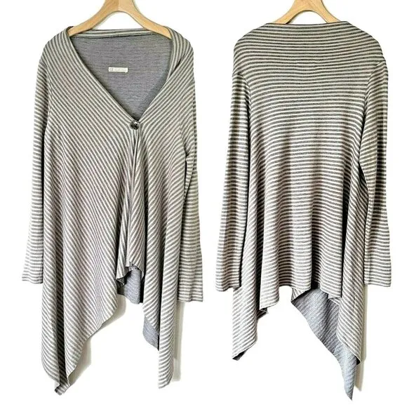 LYSLE WILHELMI M Artist Handmade Striped Lagenlook Asymmetrical Swing Jacket