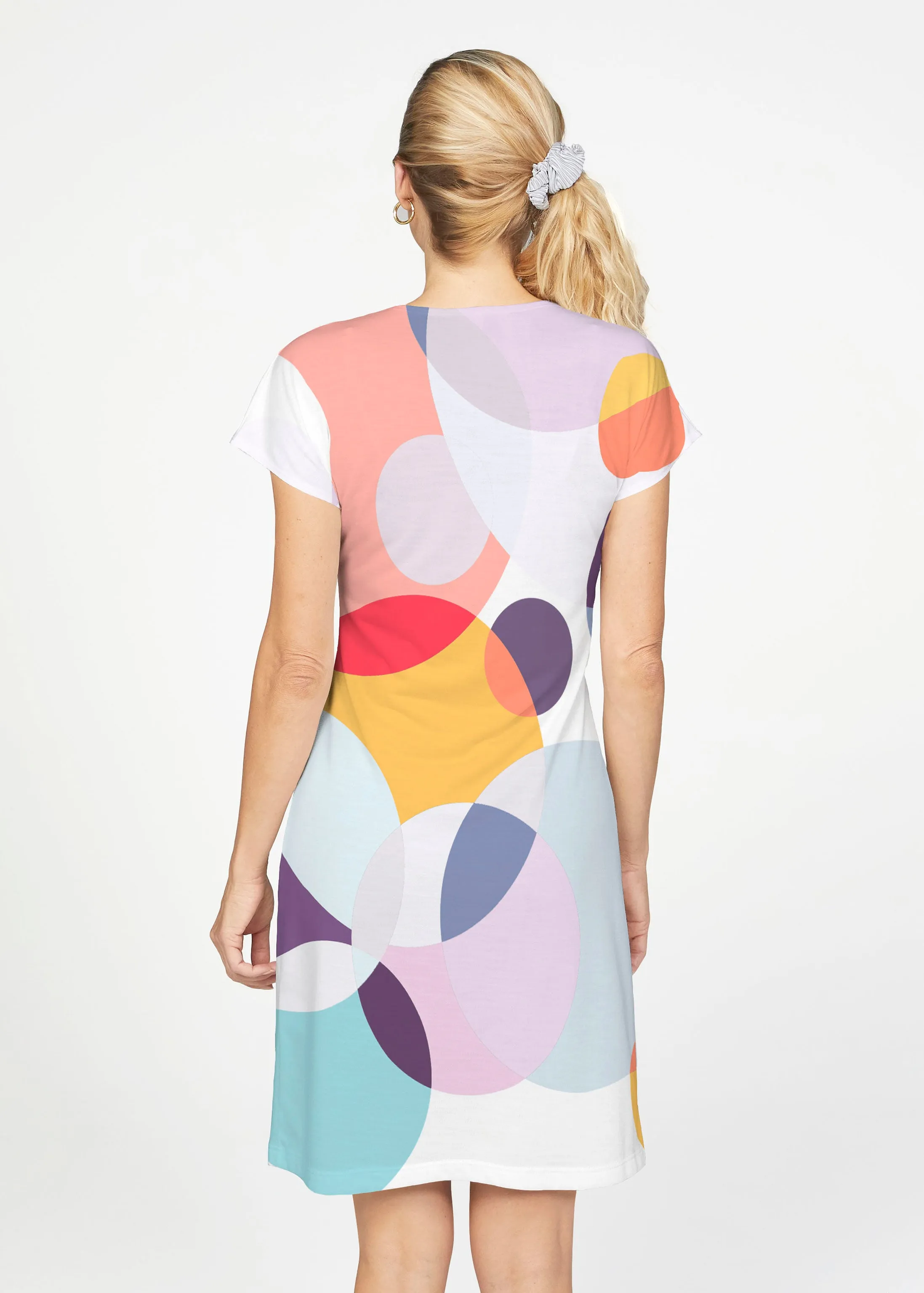 Marble Chevron (25065) ~ French Terry Short Sleeve Crew Dress