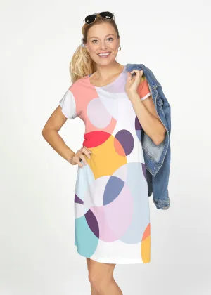 Marble Chevron (25065) ~ French Terry Short Sleeve Crew Dress