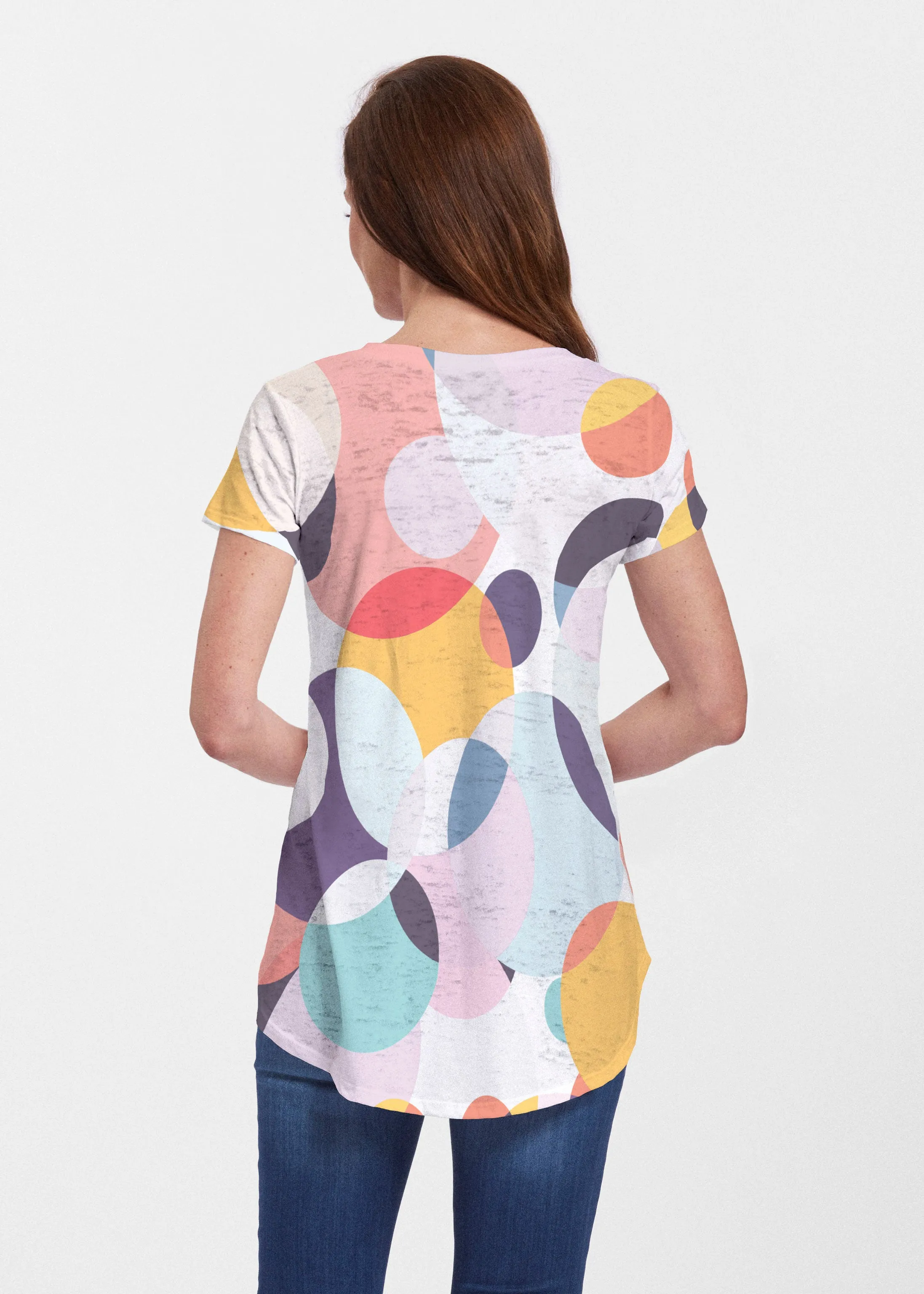 Marble Chevron (25065) ~ Signature Short Sleeve Scoop Neck Flowy Tunic