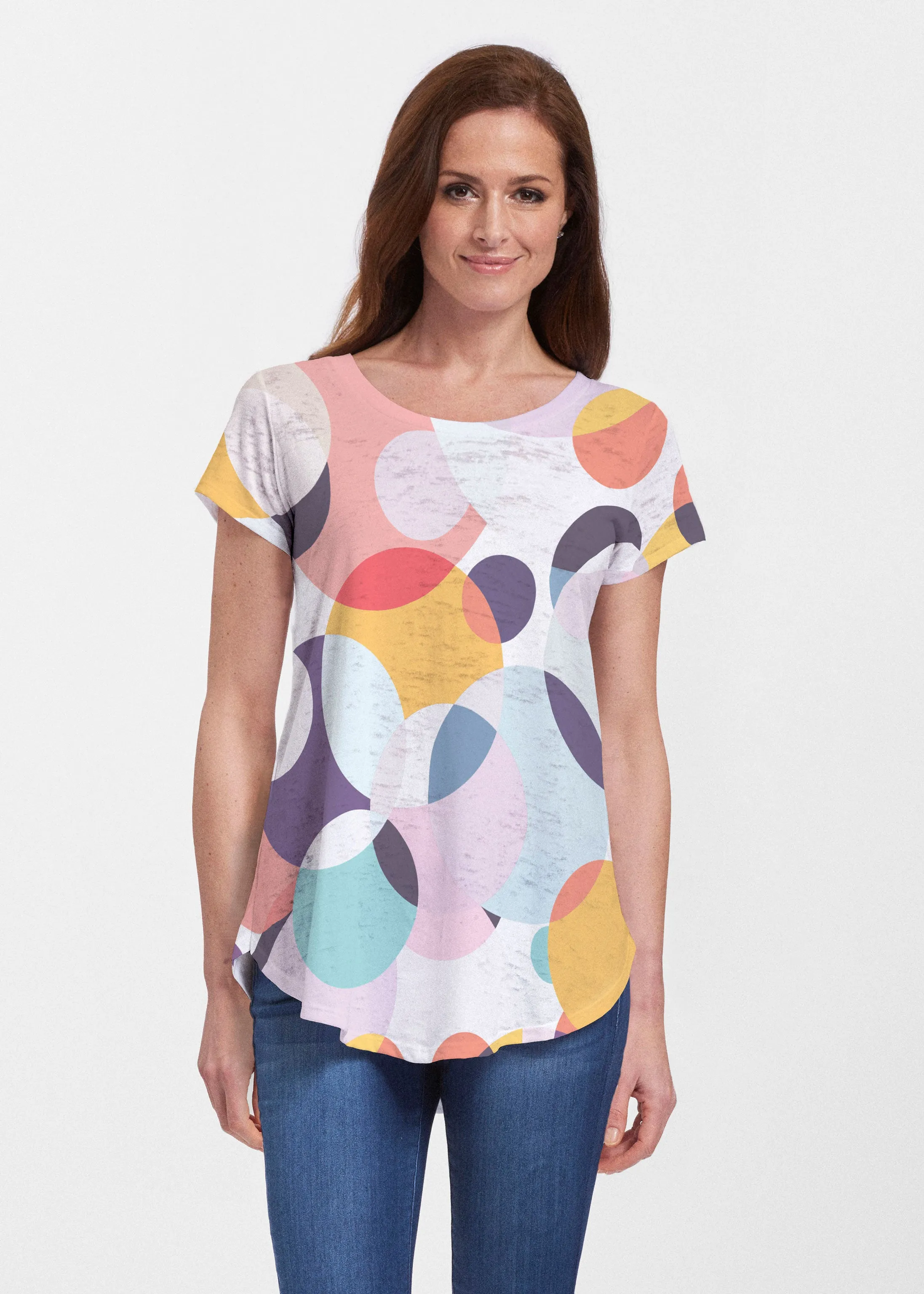 Marble Chevron (25065) ~ Signature Short Sleeve Scoop Neck Flowy Tunic