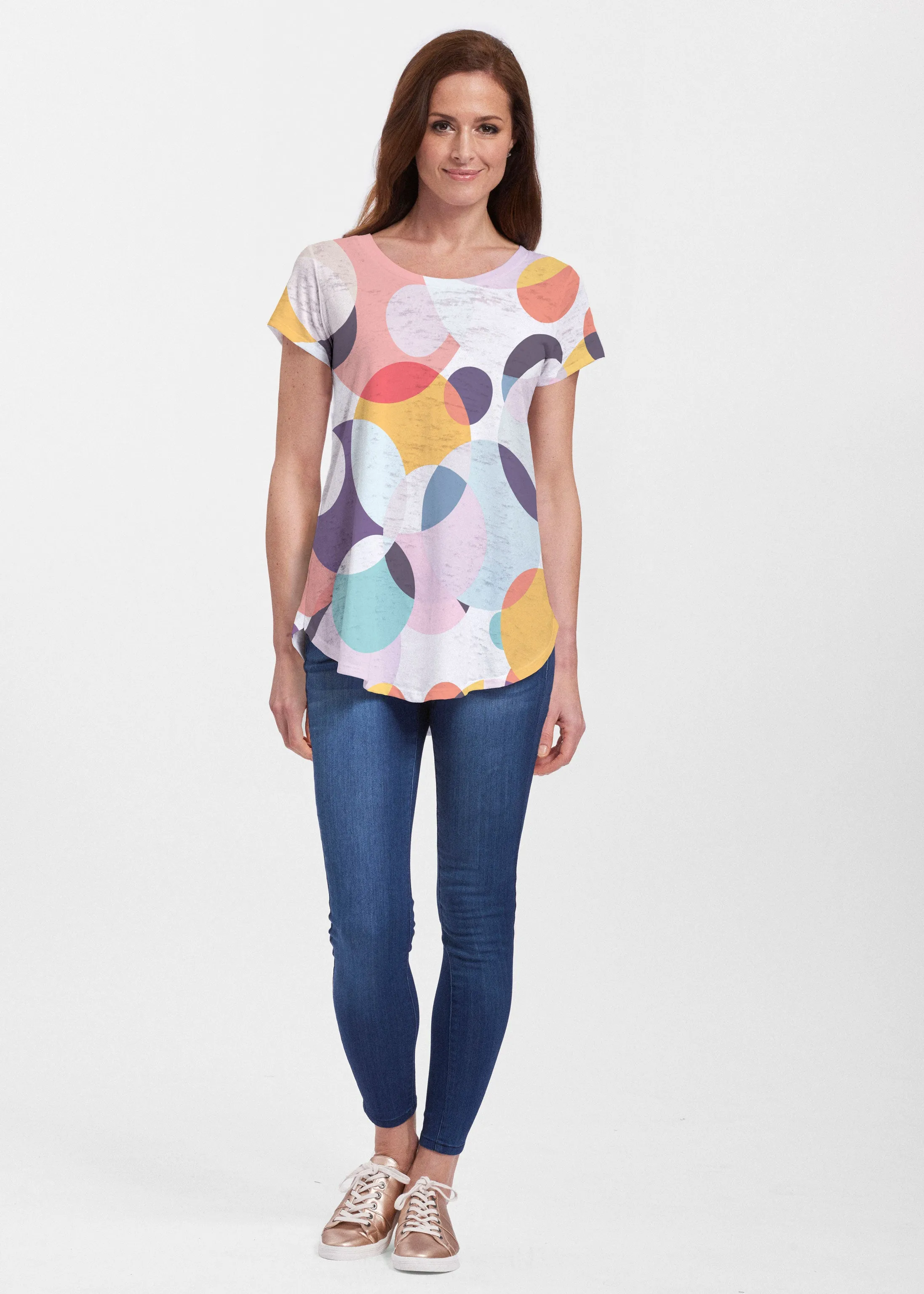 Marble Chevron (25065) ~ Signature Short Sleeve Scoop Neck Flowy Tunic