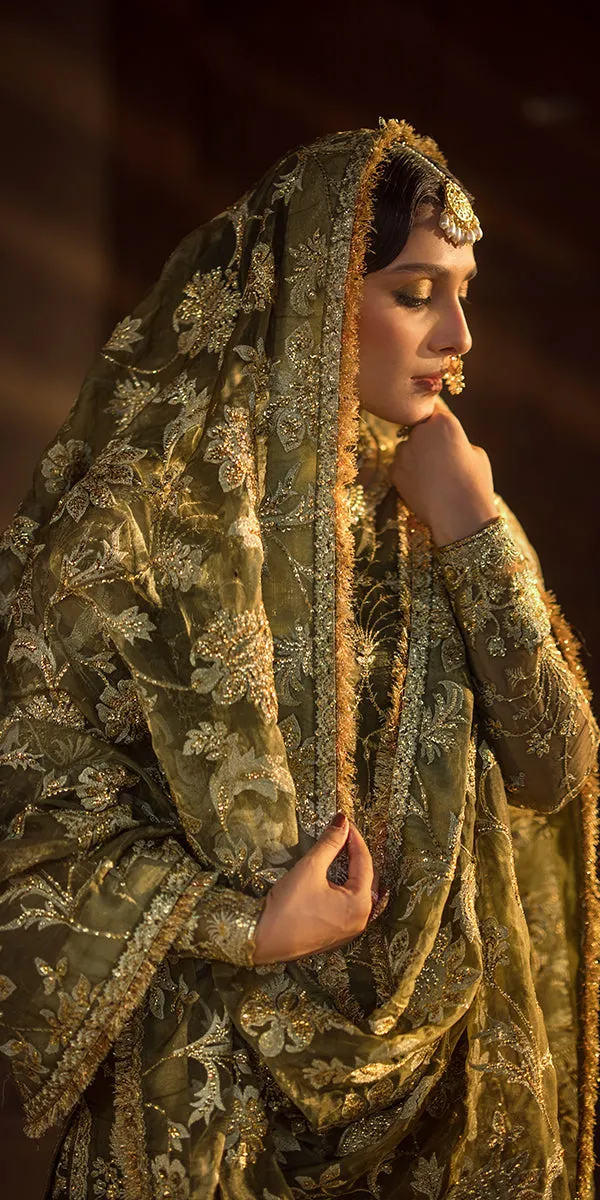 Mehndi Green Sharara Kameez Pakistani Wedding Dress