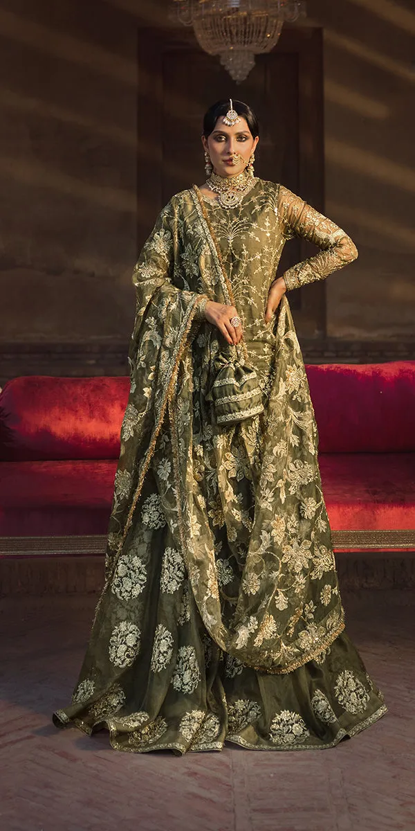 Mehndi Green Sharara Kameez Pakistani Wedding Dress