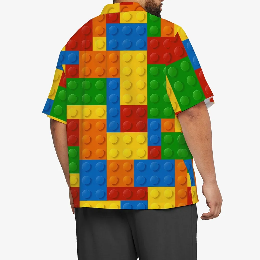 Men's Brick Art Print Resort Hawaiian Shirt 2402000185