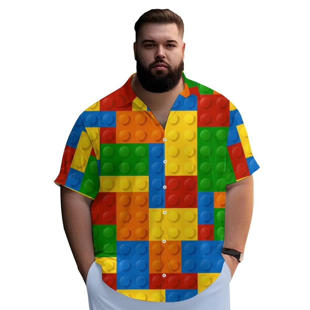 Men's Brick Art Print Resort Hawaiian Shirt 2402000185