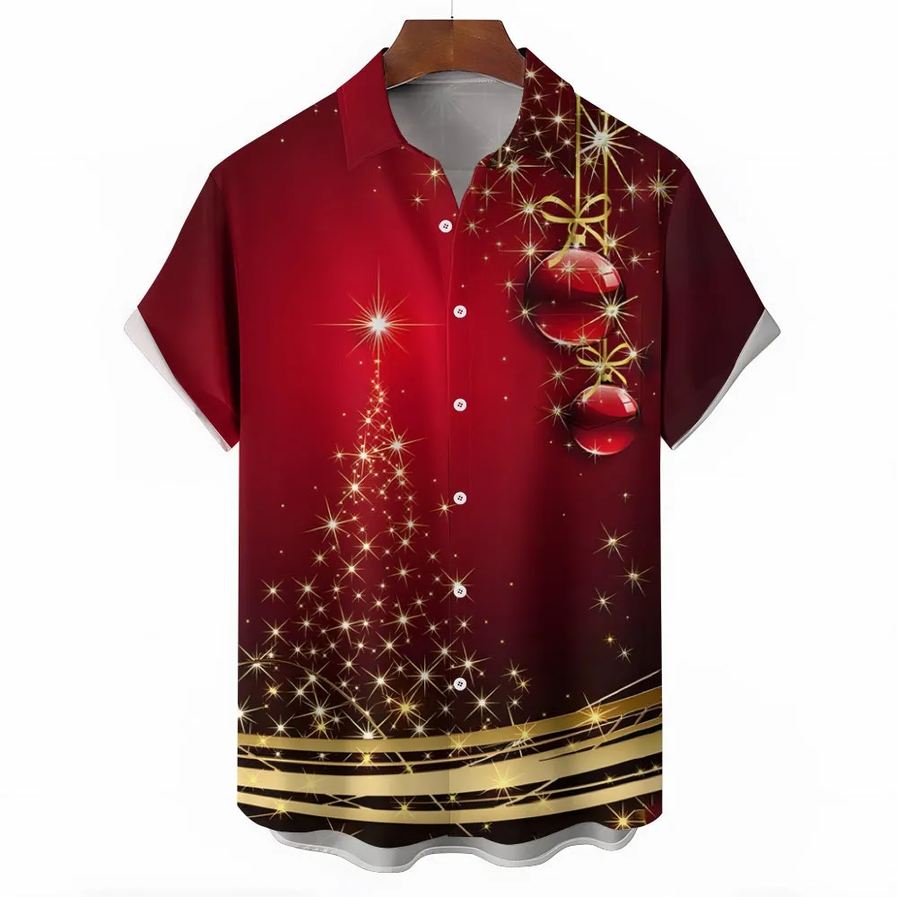 Men's Christmas Art Christmas Tree Short Sleeve Shirt 2412002743