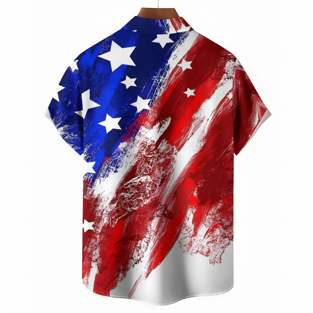Men's Flag Patriotism Short Sleeve Shirt 2404001064