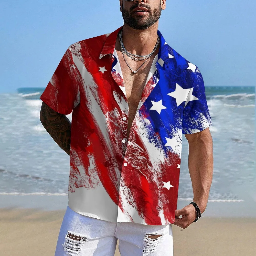 Men's Flag Patriotism Short Sleeve Shirt 2404001064