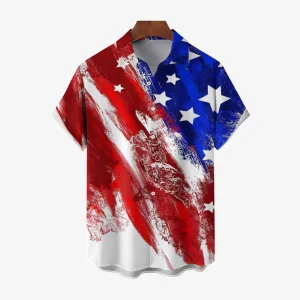 Men's Flag Patriotism Short Sleeve Shirt 2404001064