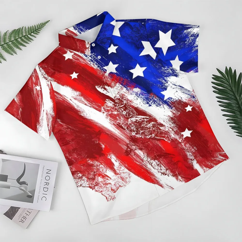 Men's Flag Patriotism Short Sleeve Shirt 2404001064