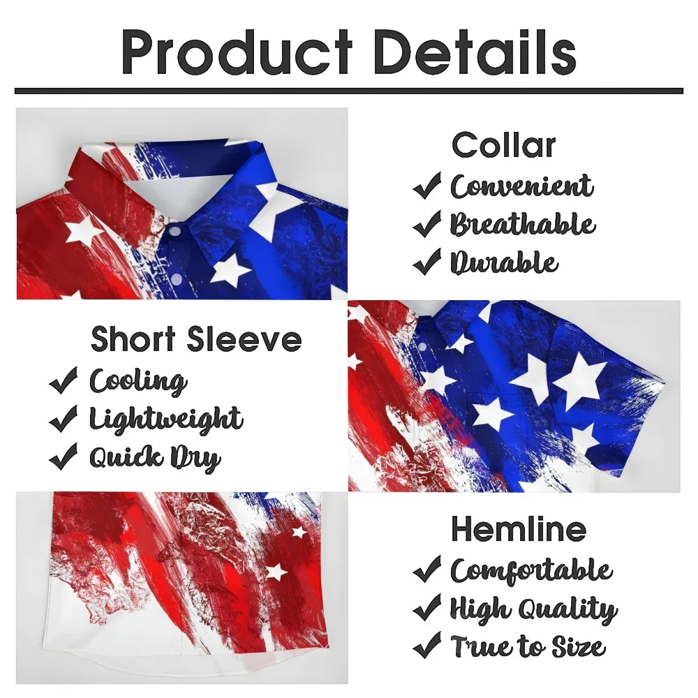 Men's Flag Patriotism Short Sleeve Shirt 2404001064