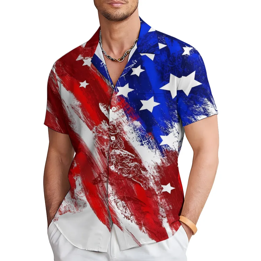 Men's Flag Patriotism Short Sleeve Shirt 2404001064
