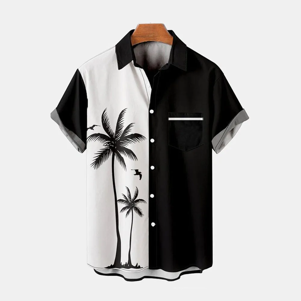 Men's Floral Hawaiian Shirt Short Sleeve Button Down Shirt