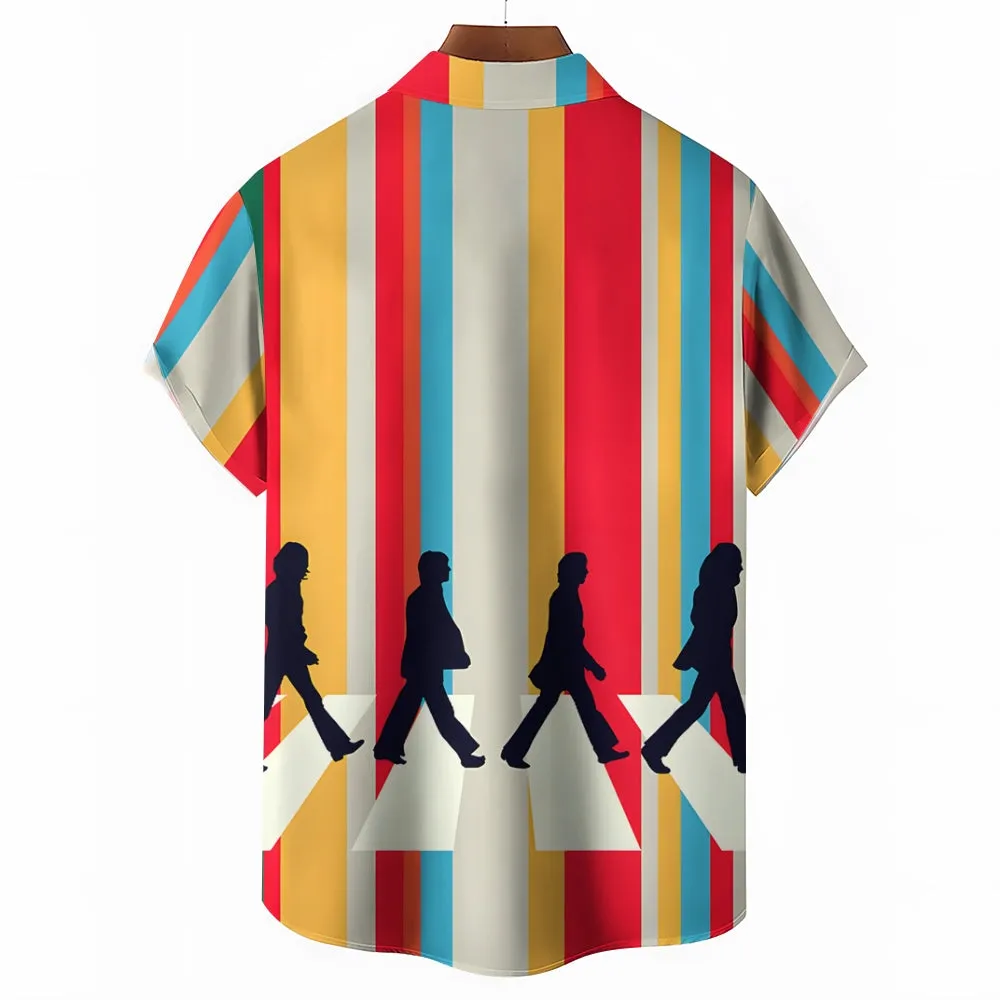 Men's Rock Band Print Casual Short Sleeve Shirt 2404000880
