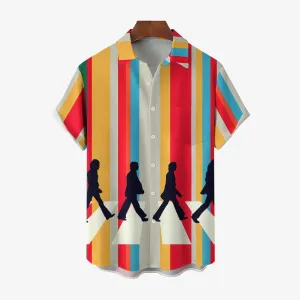 Men's Rock Band Print Casual Short Sleeve Shirt 2404000880