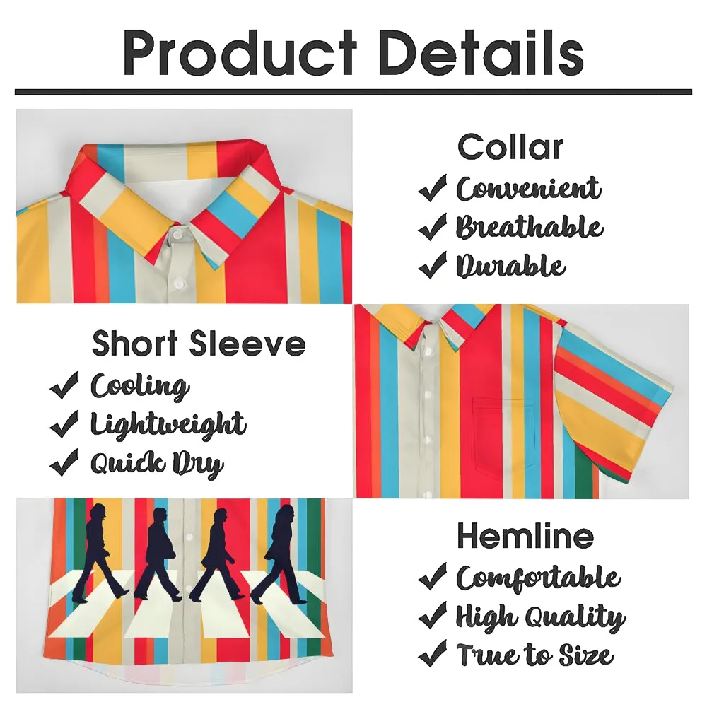 Men's Rock Band Print Casual Short Sleeve Shirt 2404000880