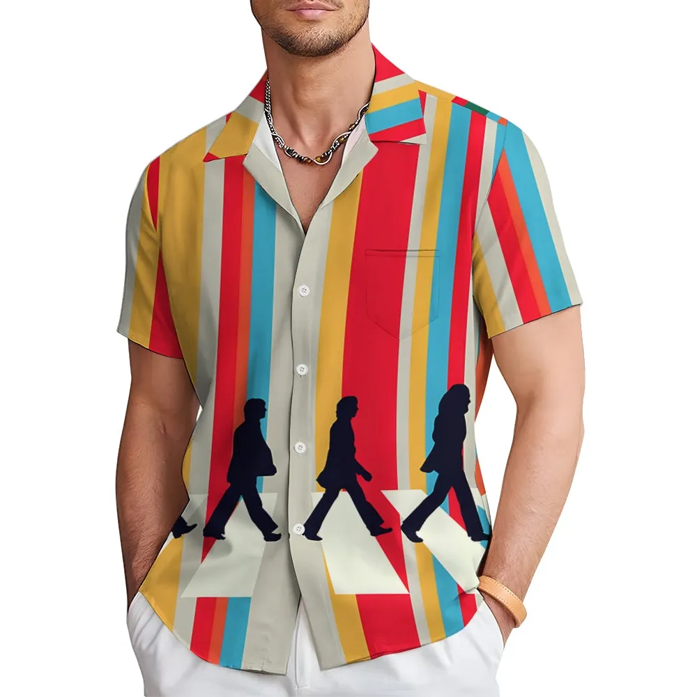 Men's Rock Band Print Casual Short Sleeve Shirt 2404000880