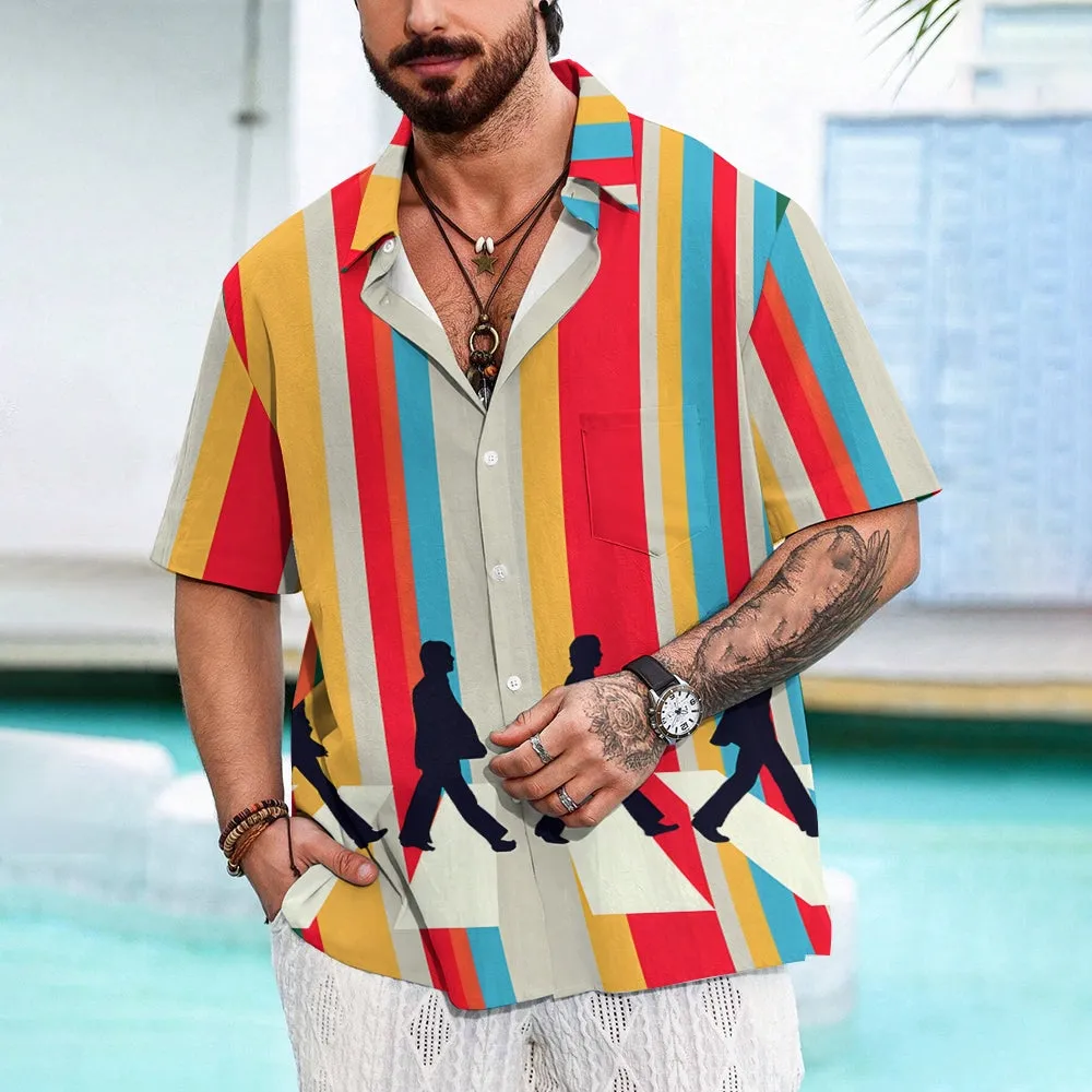 Men's Rock Band Print Casual Short Sleeve Shirt 2404000880