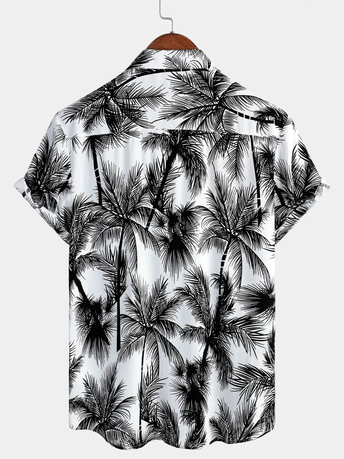 Men's Tropical Palm Tree Button Up Hawaiian Short Sleeve Shirt
