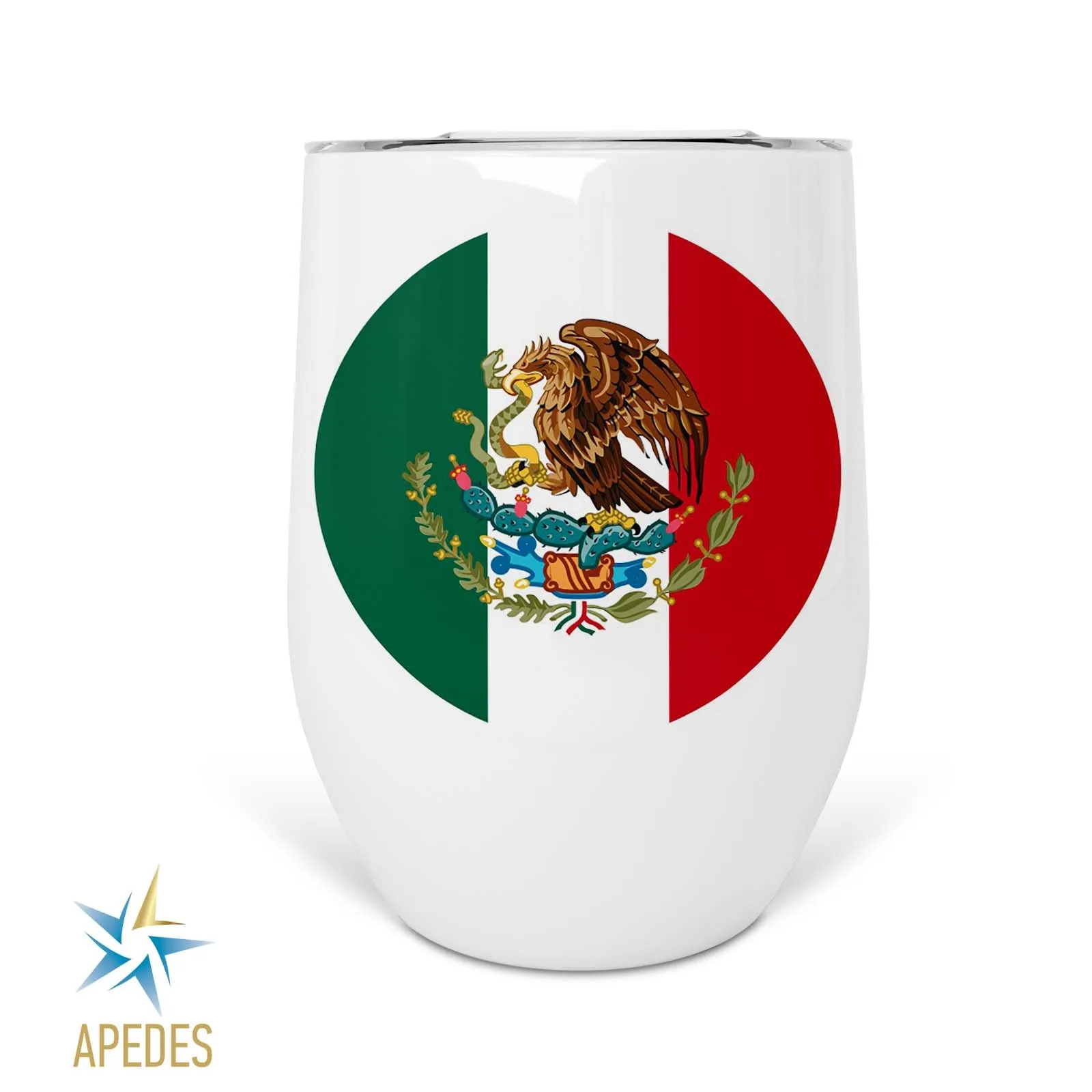 Mexico Flag Stainless Steel Stemless Wine Cup 12 OZ