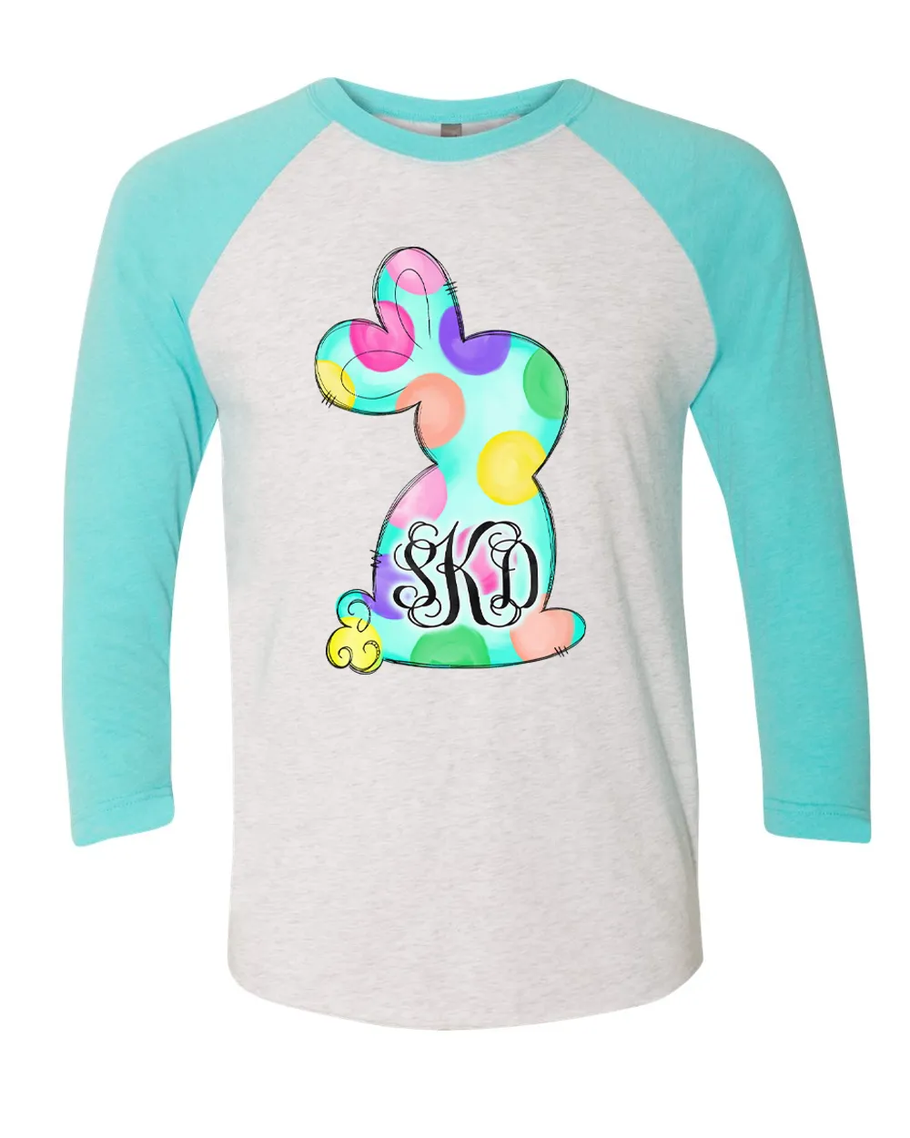 Monogram Fun Polka Dot Easter Bunny Raglan Tee