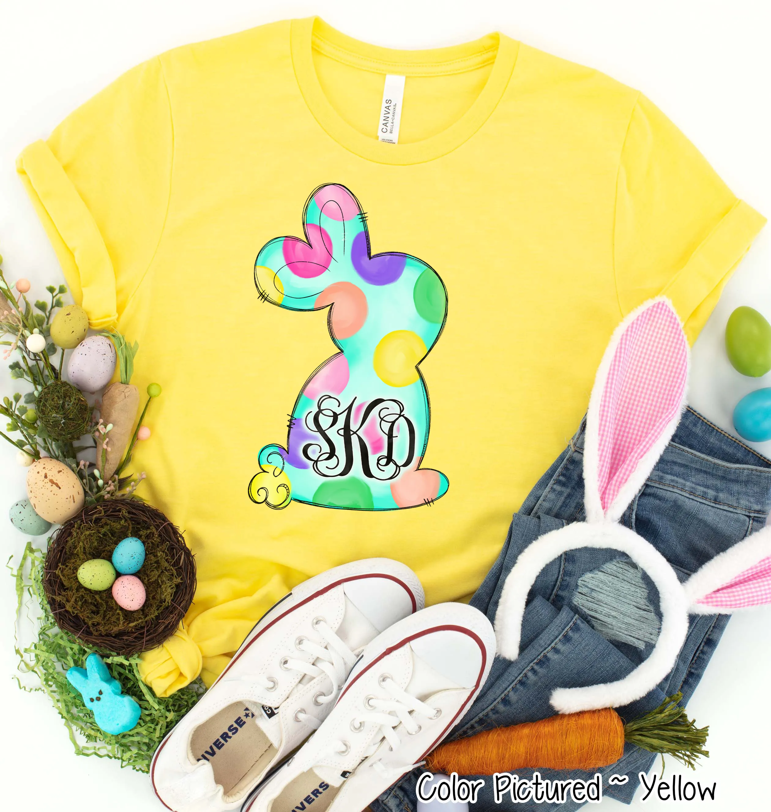 Monogram Fun Polka Dot Easter Bunny Tee