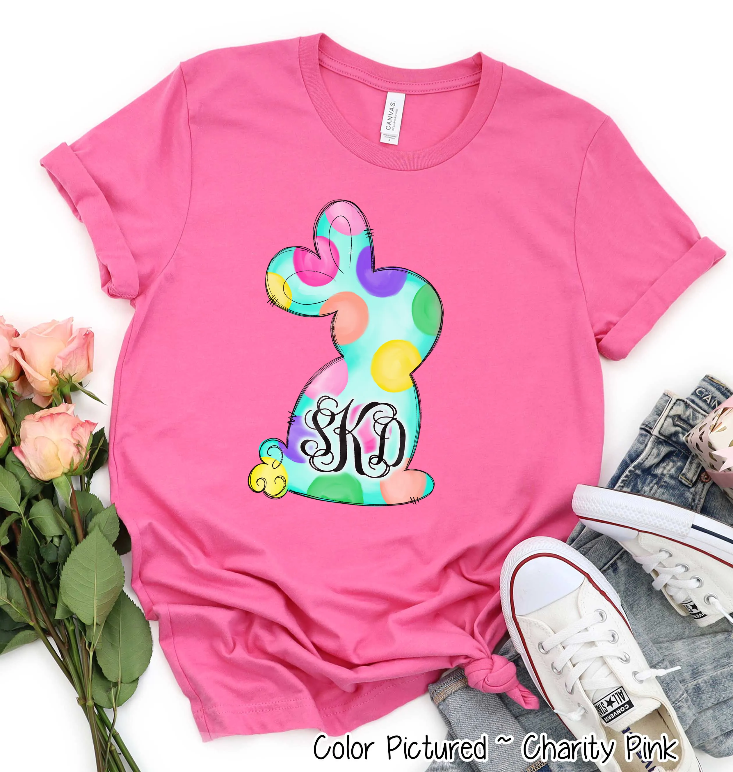 Monogram Fun Polka Dot Easter Bunny Tee