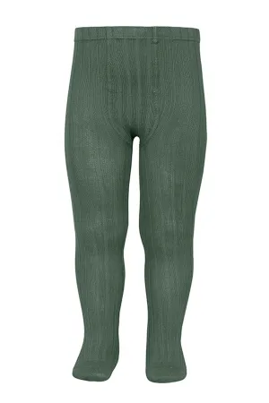 Moss Green Ribbed Tights