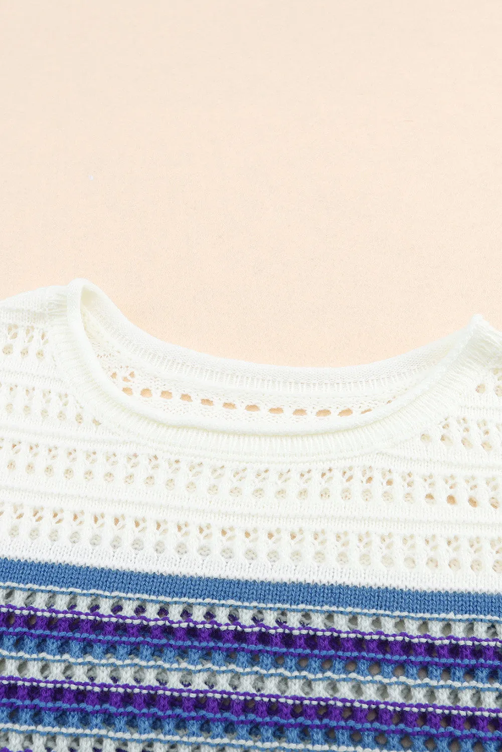 Multicolor Leopard Striped Mix Pattern Knit Crochet Sweater