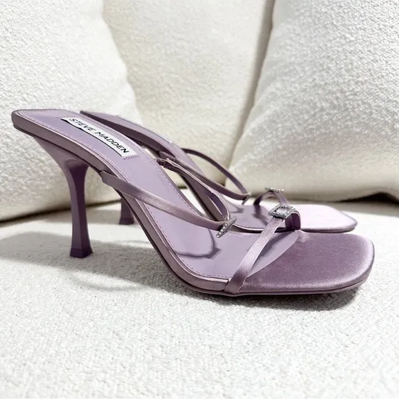 NEW Steve Madden Aislinn Slide heeled Sandal Purple Satin Jewel Accent sz 8.5