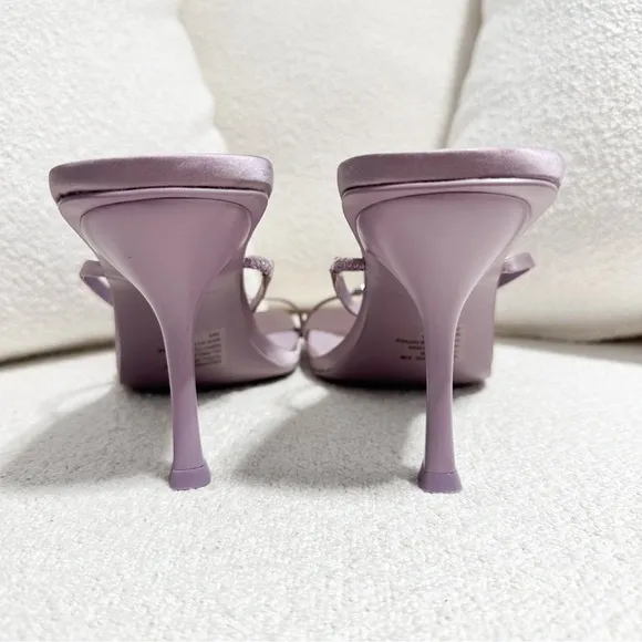 NEW Steve Madden Aislinn Slide heeled Sandal Purple Satin Jewel Accent sz 8.5