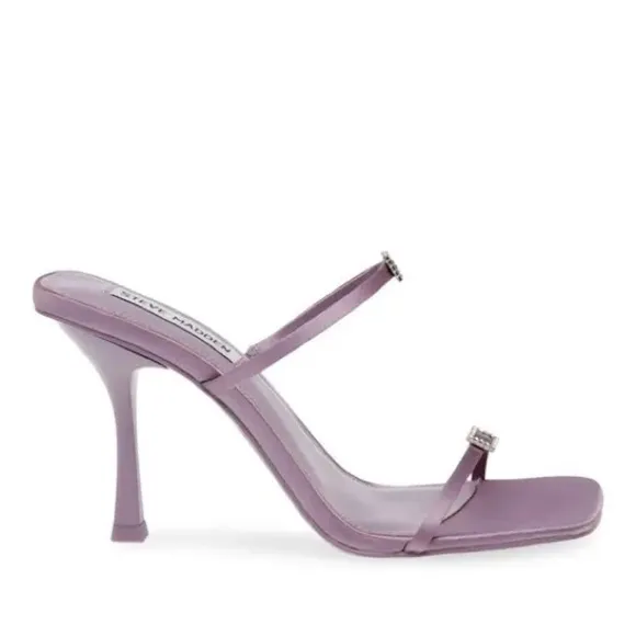 NEW Steve Madden Aislinn Slide heeled Sandal Purple Satin Jewel Accent sz 8.5