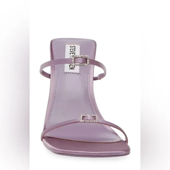 NEW Steve Madden Aislinn Slide heeled Sandal Purple Satin Jewel Accent sz 8.5
