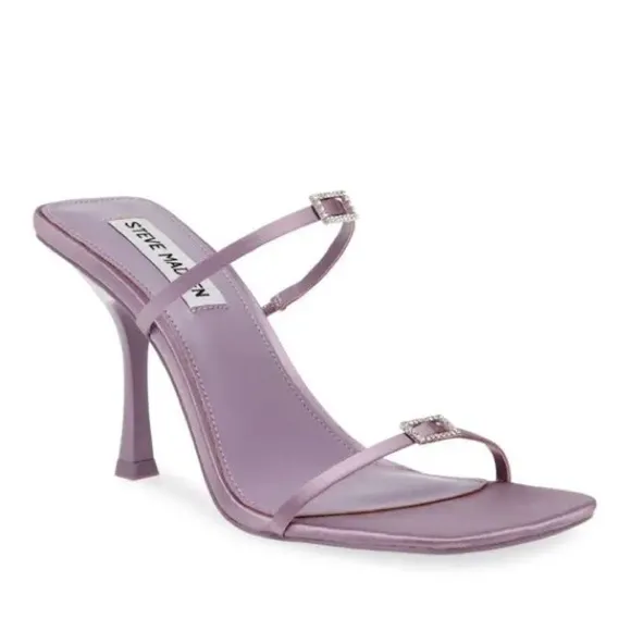 NEW Steve Madden Aislinn Slide heeled Sandal Purple Satin Jewel Accent sz 8.5