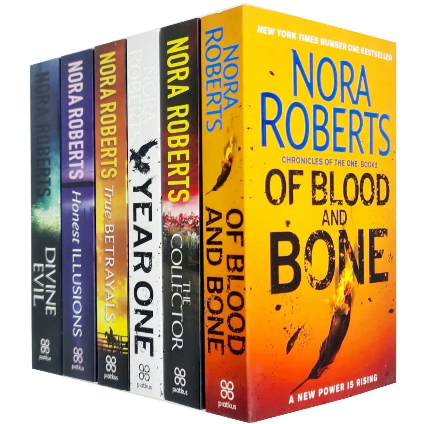 Nora Roberts Collection 6 Books Set (Of Blood and Bone, The Collector, Year One, True Betrayals, Honest Illusions, Divine Evil)